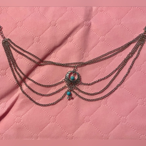 New & Unique Silver Anklet Multi-layer with Turquoise Beads - Picture 5 of 11